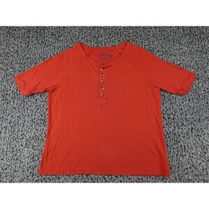 Faherty Henley Shirt Mens‎ Small Orange Cloud Cotton Pima Modal Raglan